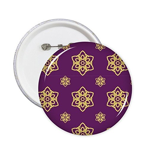 Broches rondes motif thaïlandais violet doré XXL x5 en satin