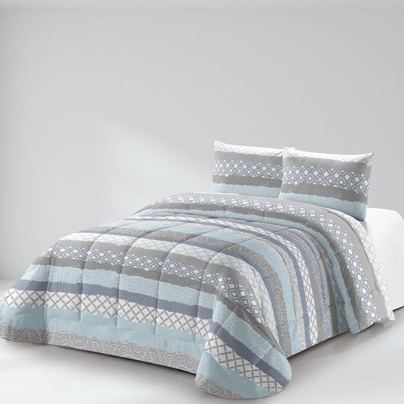 Rufino Díaz Edredón Invierno Metal Estampado 350g + Funda Cojín - Gris, 135 cm