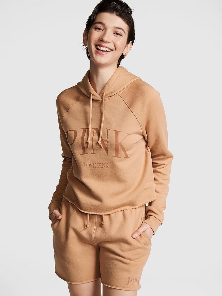 Victoria's Secret Women's PINK Logo Cropped Campus Hoodie Sweatshirt (XS-XXL) - Image 2