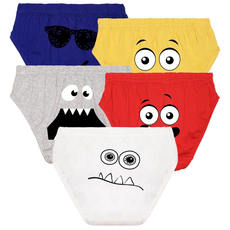 Image of Nusyl Boys Cotton Briefs for Kids | Face Print Underwear Innerwear | Soft Breathable Fabric | Comfortable Fit | 3-14 Years | Multiple Colors & Packs