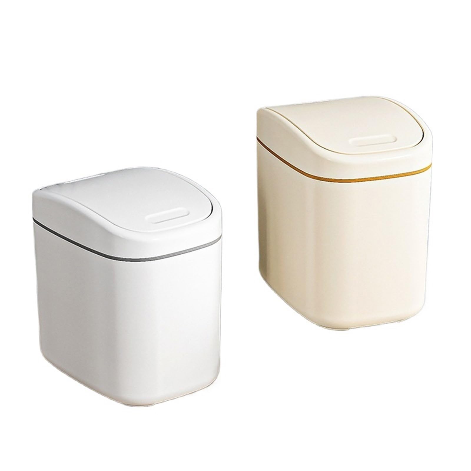 1 Uds. Papelera for escritorio pequeño Mini cubo de basura plástico con cubierta batidora for el hogar y la Oficina contenedores limpieza del para Basura(White)
