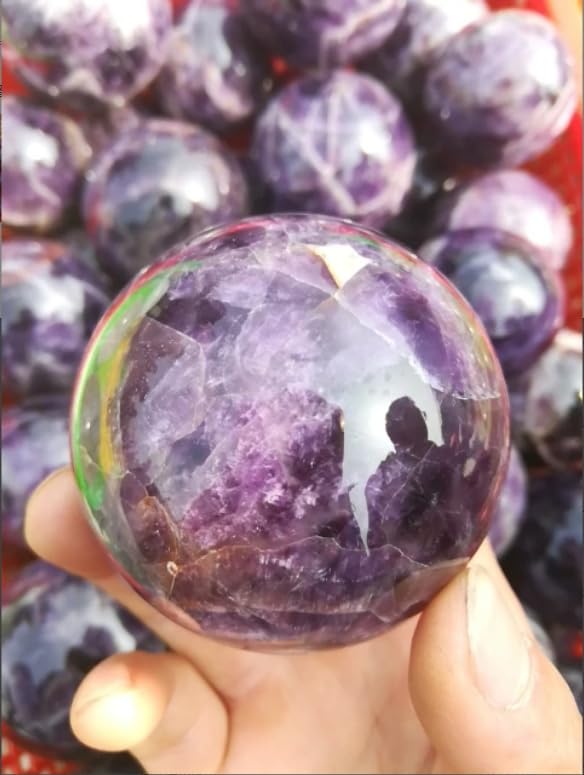 NATÜRLICHE Traum-Amethyst-Kristallkugel, Kugel, Edelstein, Heimdekoration,6,5 cm
