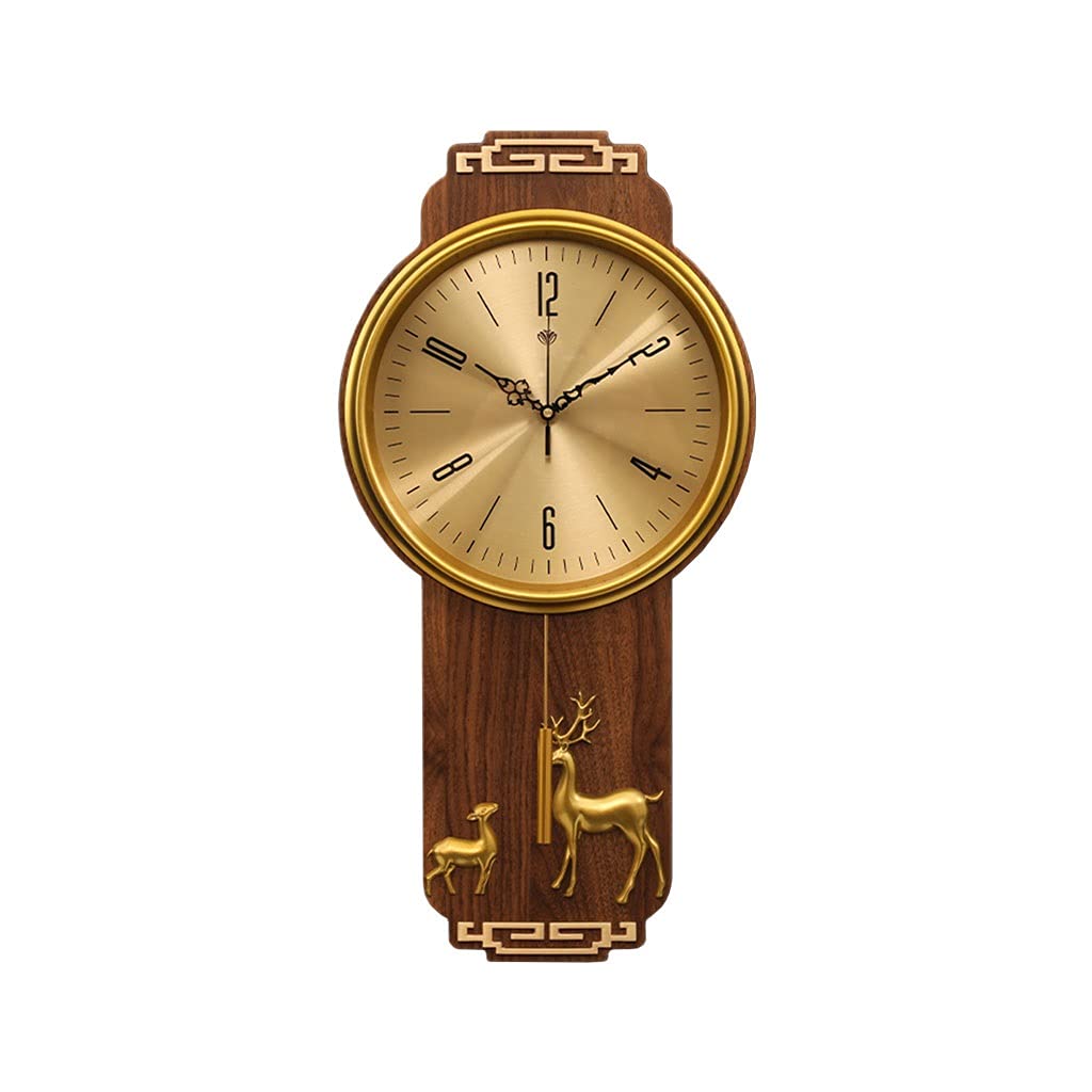 Dveggee One Color Modern New Chinese Style Wood Clock Home Living Room Bedroom Decoration Wall Clock