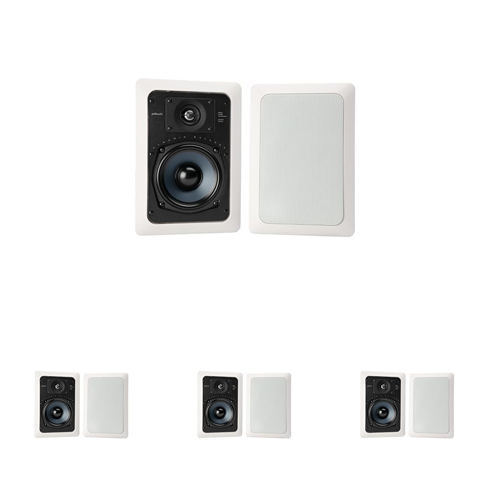 Polk Audio RC55i 2-Way Premium in-Wall 5.25" Speakers (Pair) | Perfect for Damp and Humid Indoor/Outdoor Placement (White, Paintable Grille)(Pack of 8)