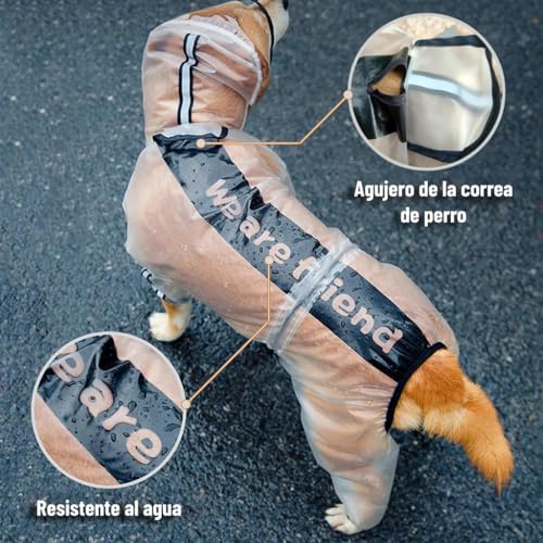 Capa De Chuva Para Cães Grandes Gatos Transparente Impermeável Roupas De Chuva (G1/XXXXL)