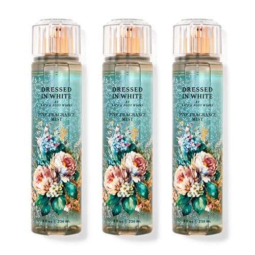 B&BW - Bath and Body - Dressed In White Fine Fragrance Mist 8 oz (Pack of 3)