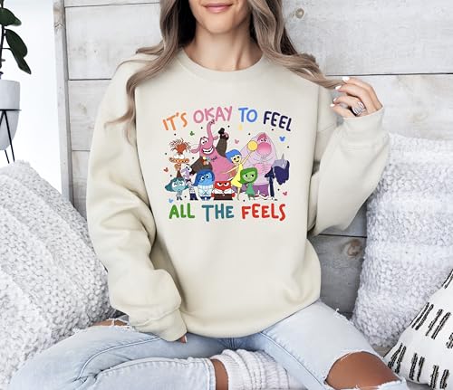 Inside Out Shirt for Woman, Inside Out 2 Tee, It's Okay to Feel All The Feels Shirt & Sweatshirt Multicolor4