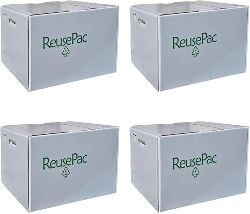 Miniatura 8 de Caja plegable reutilizable de polipropileno corrugado, ligera, almacenamiento de correo móvil, apilable, tapa autoblocante sin cinta para el hogar