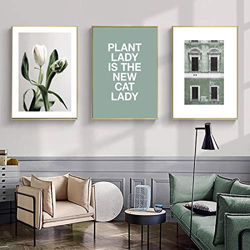 Art mural toile plante verte nordique 50x70 cm lot de 3 affiches sans cadre