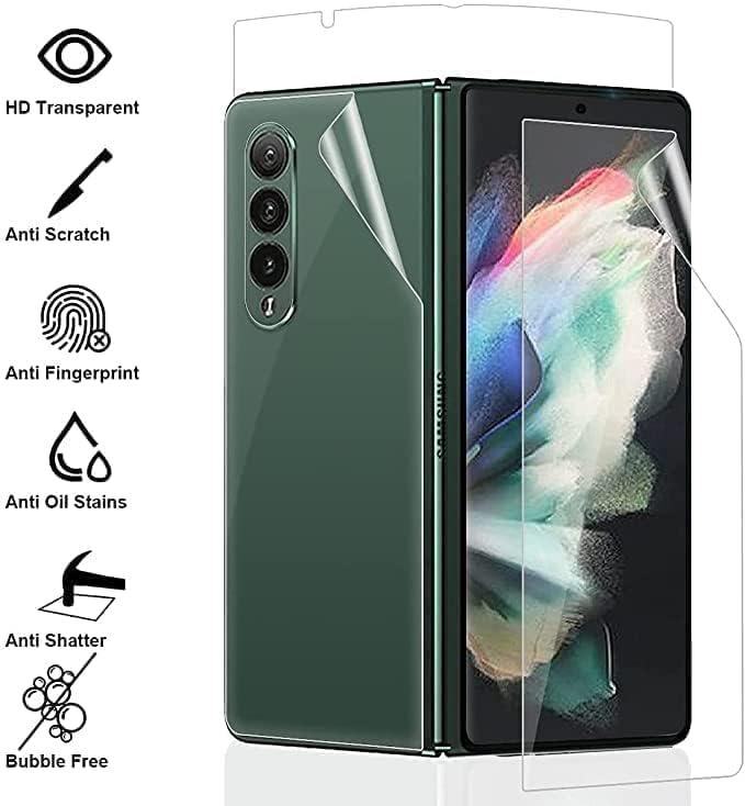 Image of AACL Tempered Glass Screen Guard For Samsung Galaxy Z Flip 5 5G Cellphone Unbreakable Membrane Tempered Film With Front And Back Coverage Installation Kit (Transparent 1) (Samsung Galaxy Z Fold 5 5G)