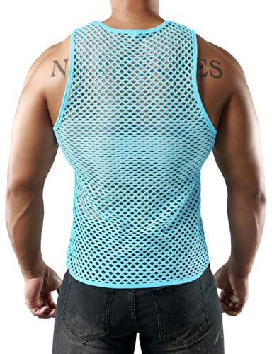 Image of JOGAL Men's Mesh Fishnet Fitted Sleeveless Muscle Top