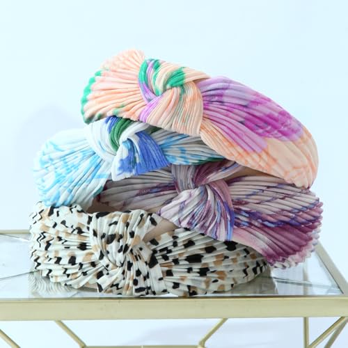 Culheite Pleated Knot Headband For Women 4 Pack Colorful Floral Ombre Hairband Wide Spring Summer Hair Band Fashion Twist Holiday Hair Accessories thumb #1