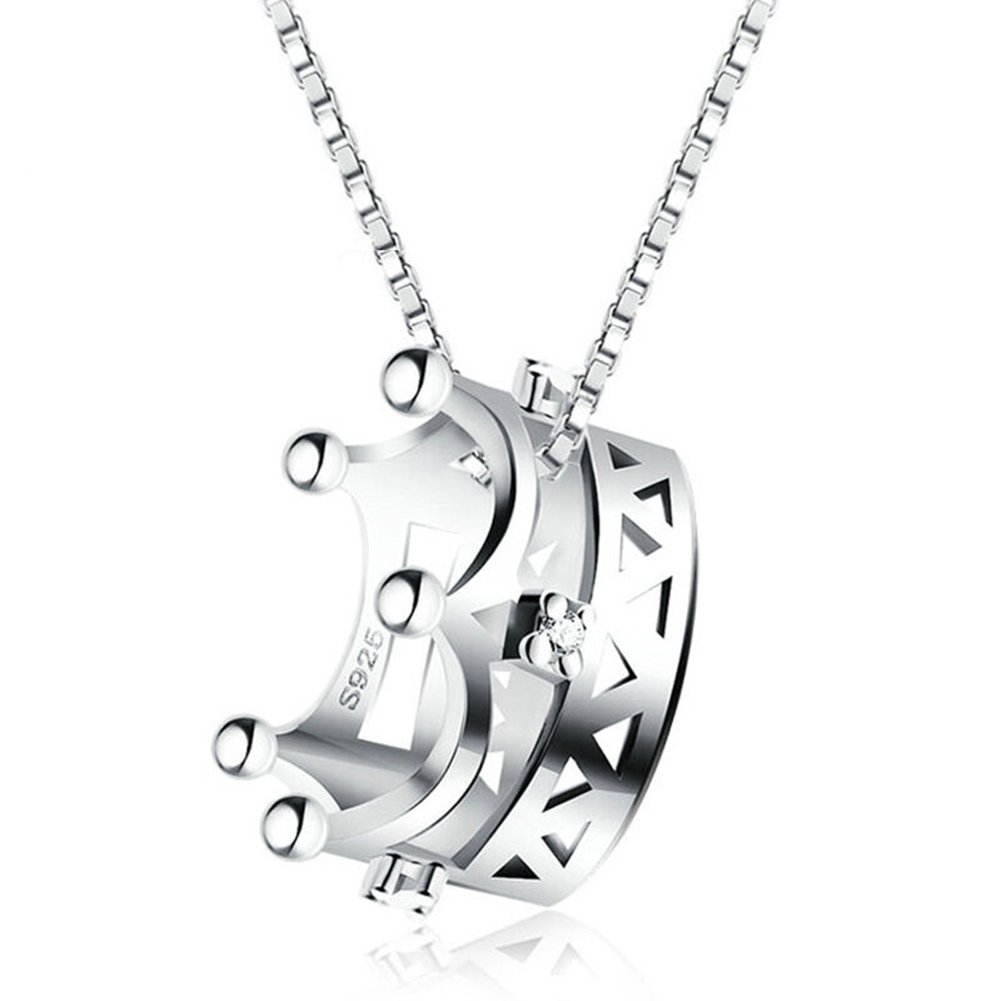 BEAUTY CROWN Charm 925 Sterling Silver Crystal Necklace Pendant Retro and Fashion Style Jewelry For Women