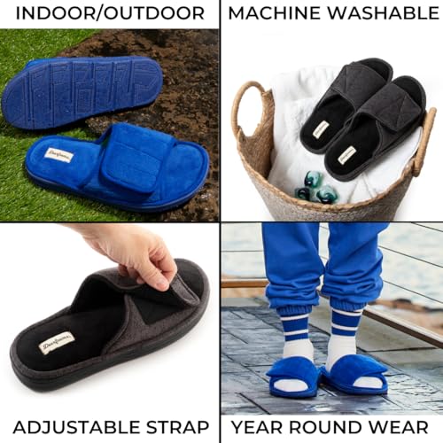 Image of Dearfoams Men's Adjustable Indoor /Outdoor Memory Foam Machine Washable Summer Slide Slipper