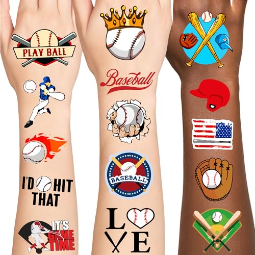 Miivoyage 96 Pcs Baseball Individallytemporary Tattoos cover