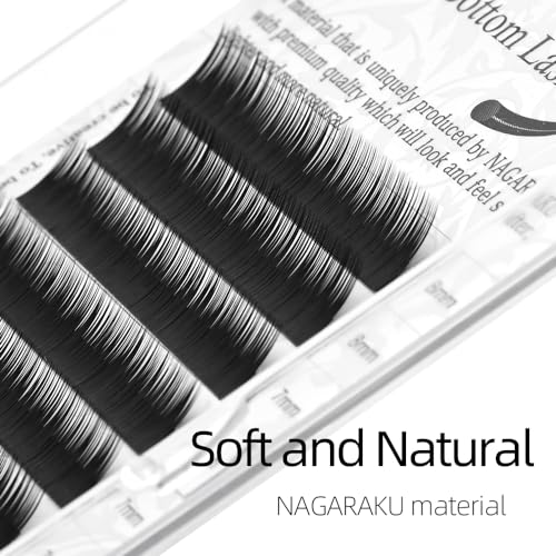 NAGARAKU Bottom False Eyelashes Extensions Lower Eyelash Individual Classic 1:1 Soft Natural Single Eyelashes Matte Black 12 Rows (0.10 mm J Curl 5-8 mm Mix Tray) - Image 4