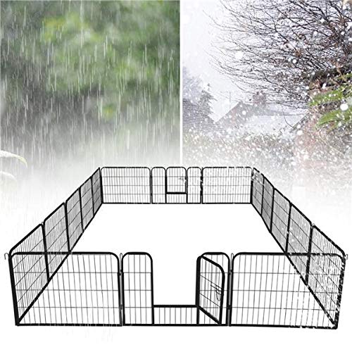 go2buy 32 Panels Heavy Duty Dog Pens Metal Foldable Dog Exercise Pen Playpen Barrier Kennel w/ 4 Doors Indoor Outdoor for Pets Cat Duck Chicken Puppy Fence Black 24-inch