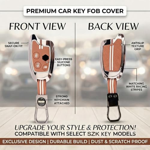 Image of Coll of Fest Premium Metal Silicone Brown Key Cover Compatible with Maruti Suzuki Nippon 3 Button Smart Key Cover Metal & Silicon Protection Glow in the Dark