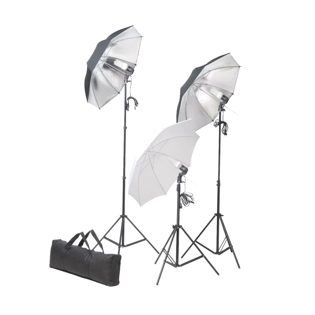 Kit de estudio fotográfico con luz continua, 3 paraguas, sistema de fondo ajustable, reflector, trípode de aluminio, ideal para retratos, fotos de productos, vídeo, vlogging, iluminación de
