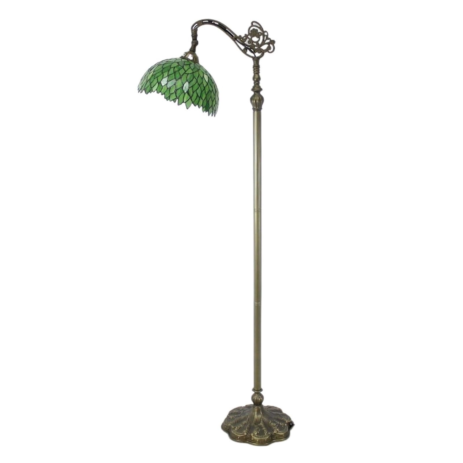 IUokLU Tiffany Lamp Floor Green Wisteria Stained Glass Arched Lamp 12X18X64 Inches (E27 Green Wisteria)