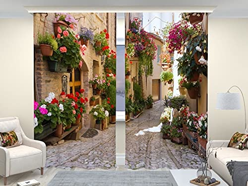 GOGAJI COLLECTION™ 3D Flowerpots Digital Printed Polyester Fabric Curtains for Kids Room Living Room Window/Door/Long Door (Set of 2) Dn-gg4 (Brown, 4 x 7 Feet (Size ; 48 x 84 Inch) Door)