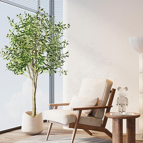 YOLEO 4FT Artificial Olive Tree Faux Tree with Lifelike Olive Leaves Fake Olive Plant for Living Room Bedroom Balcony Corner Office Decor
