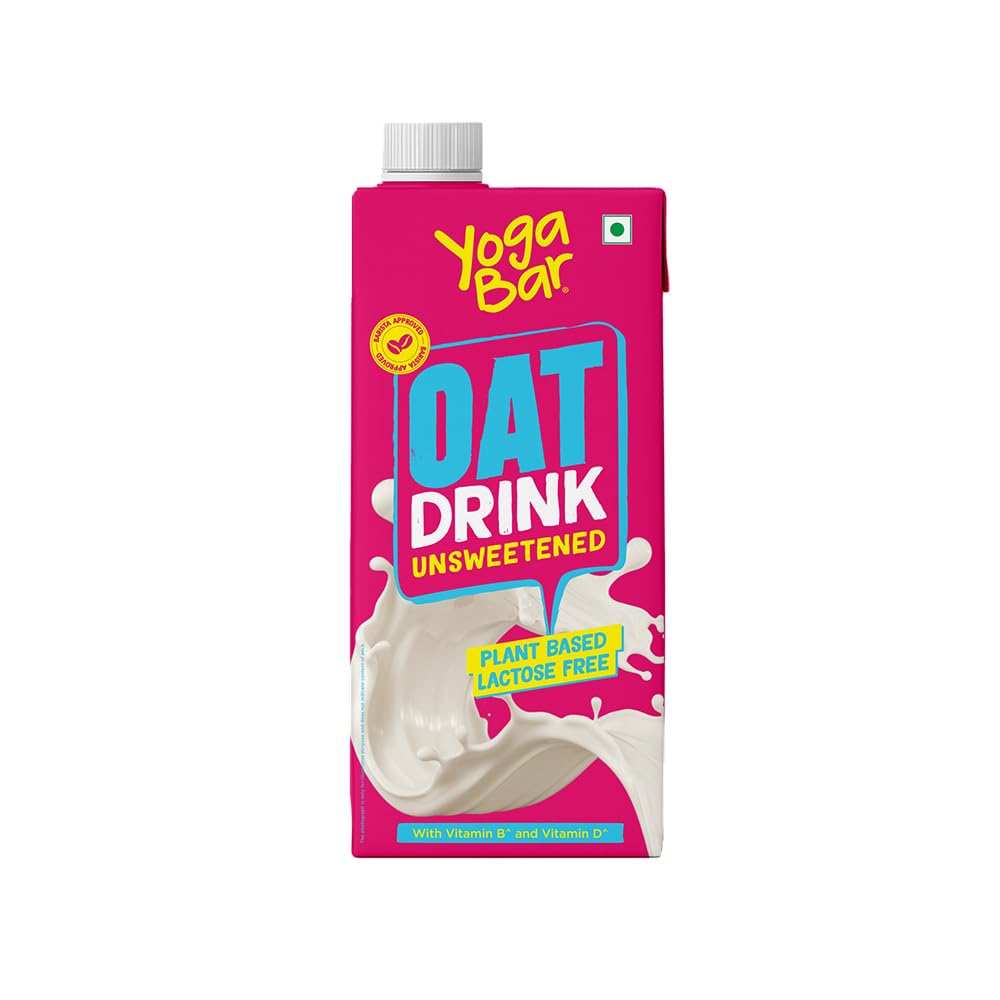 Yogabar Oat Milk 1 ltr | Lactose Free | No Added Sugar |Gluten Free | No Preservatives | Zero Cholesterol | Dairy Free| Source of Calcium & Vitamins | Oat Beverage Unsweetened