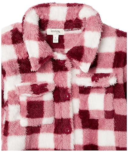 Image of Speechless Girls' Checkered Sherpa Button Down Sweater
