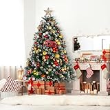Himimi 6ft Christmas Tree, Artificial Xmas Tree with Bushy 1000 PVC Snow Accents Tips, Green Fir Branches, Foldable Metal Stand, Christmas Decorations for Home Office Party Holiday Decor - Image 6