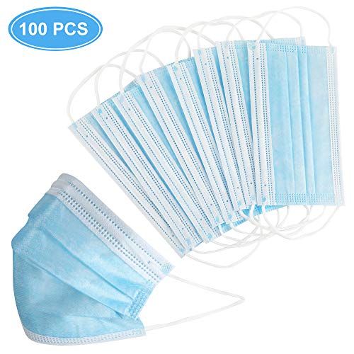 Preisvergleich Produktbild Vastar 100 Stück Einweg Maske Gesichtsmaske Vlies Einwegmaske Mundschutz Staubschutz mit Ohrschlaufen- 100 PCS