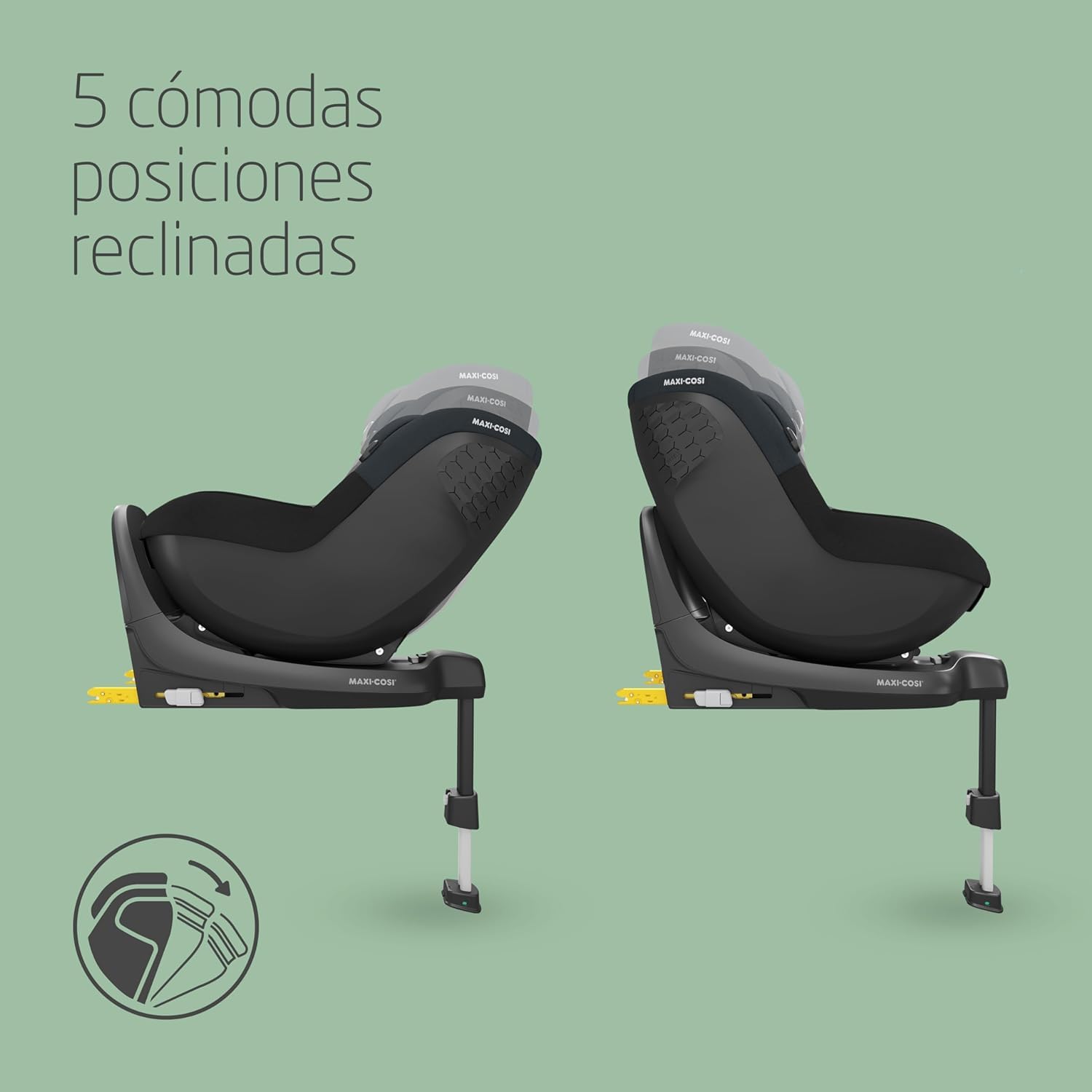 Maxi-Cosi Pearl S i-Size, Silla Coche Bebé, 3 M-4 A, máx. 18 kg, 61-105 cm, Silla Coche Niño, 5 Posiciones Reclinación, Arnés Fácil de Poner, Protección Impactos Laterales G-CELL, Tonal Black
