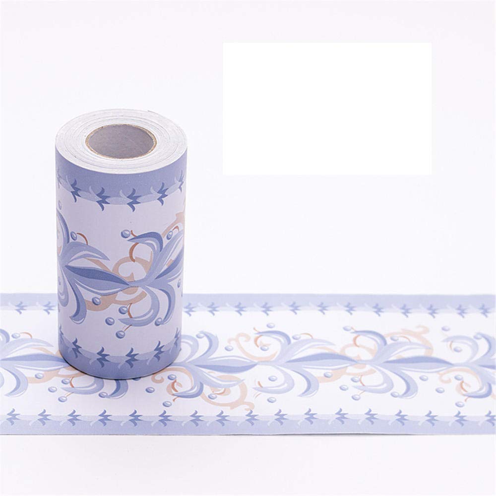 Sdsdgrw Blue Flower Wallpaper Border, Wallpaper Border Stickers Peel And Stick Multicolor(Blue Flower)