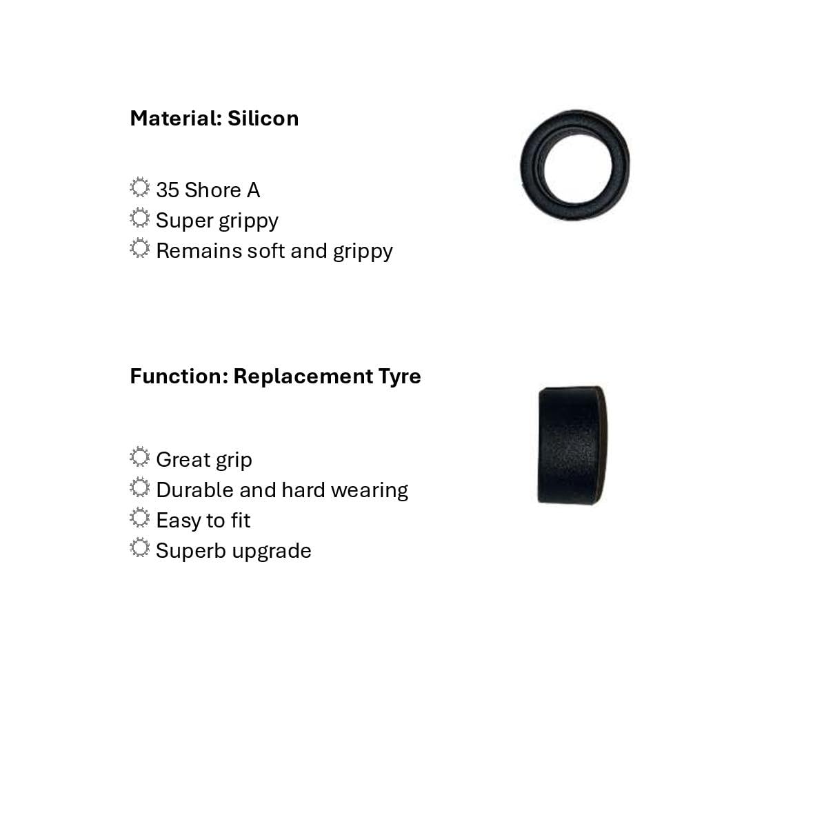 SSC Slot Cars Super Grip Lot de pneus de rechange pour voiture Grand GT Slicks Compatible avec Scalextric Gallardo Rear, F430 arrière, Start Car arrière, etc. 11 mm de large (20)