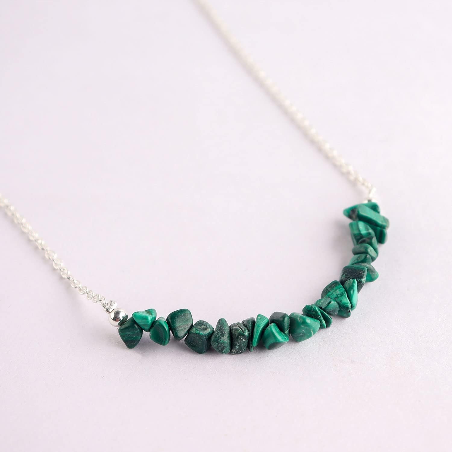 Natural Gemstone Chips Choker Necklace for Woman| Silver Plated Gem-stone Necklace | Chip 2–3 mm | Adjustable Chain 16+2 Inch - Image 4