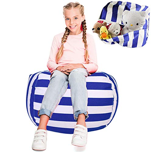 TECMY Large Stuffed Animal Storage Bean Bag Chairs for Kids Bean Bag Stuffed