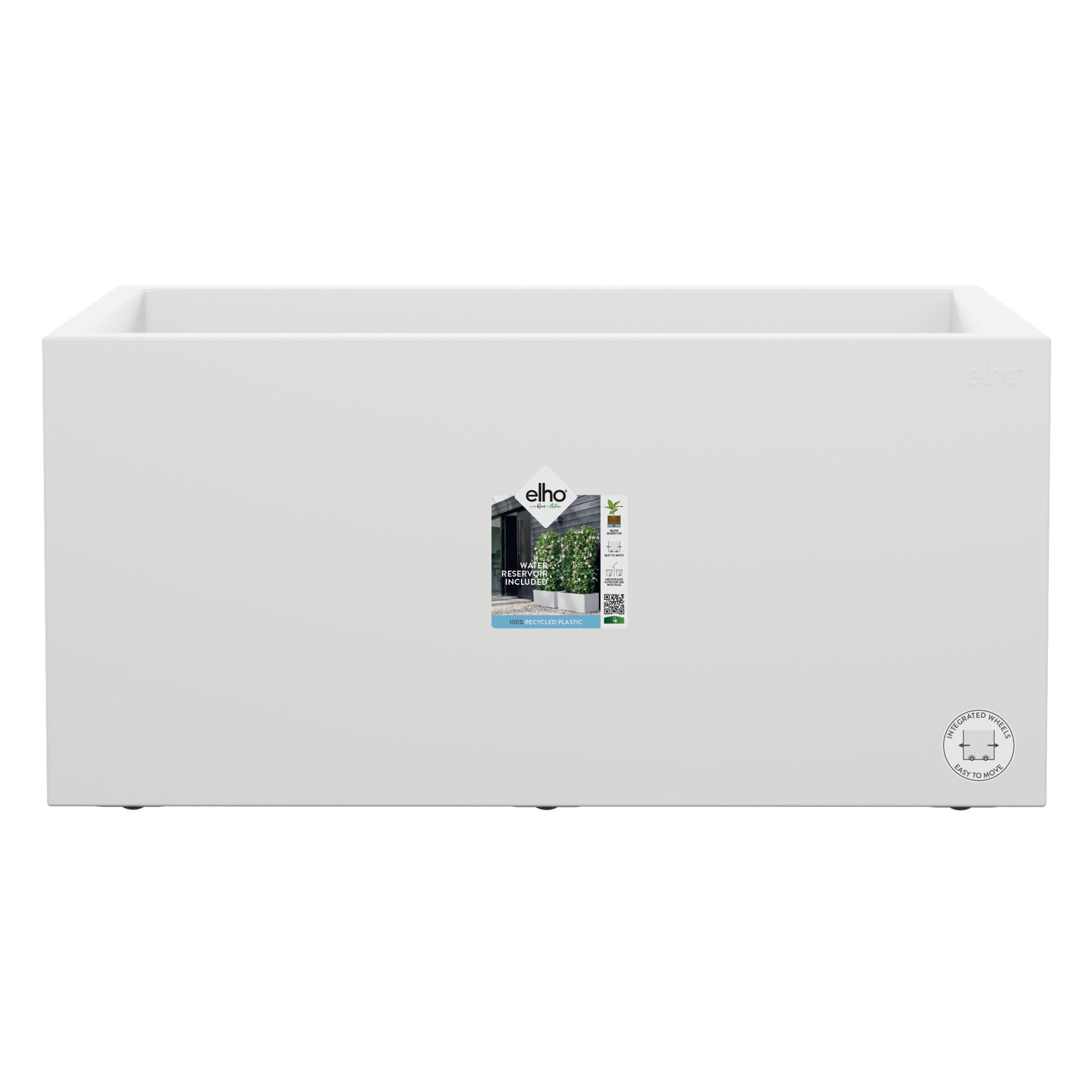 Elho Vivo Next Long 80 - Planteur pour Intérieur & Extérieur - Plastique 100% Recyclé - Ø 78.0 x H 37.9 cm - Blanc/​Blanc