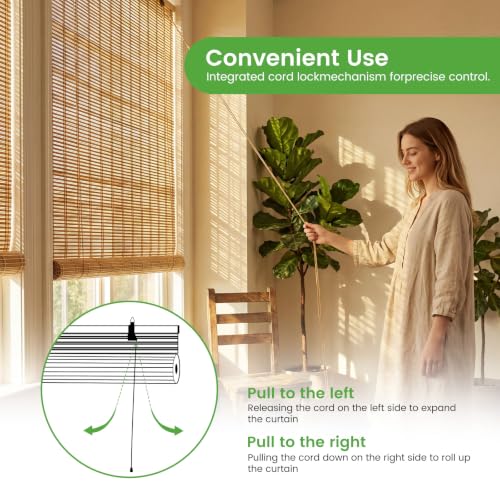 Image of BAYUE Bamboo Blinds, Roll Up Window Shades with Light Filtering for Home