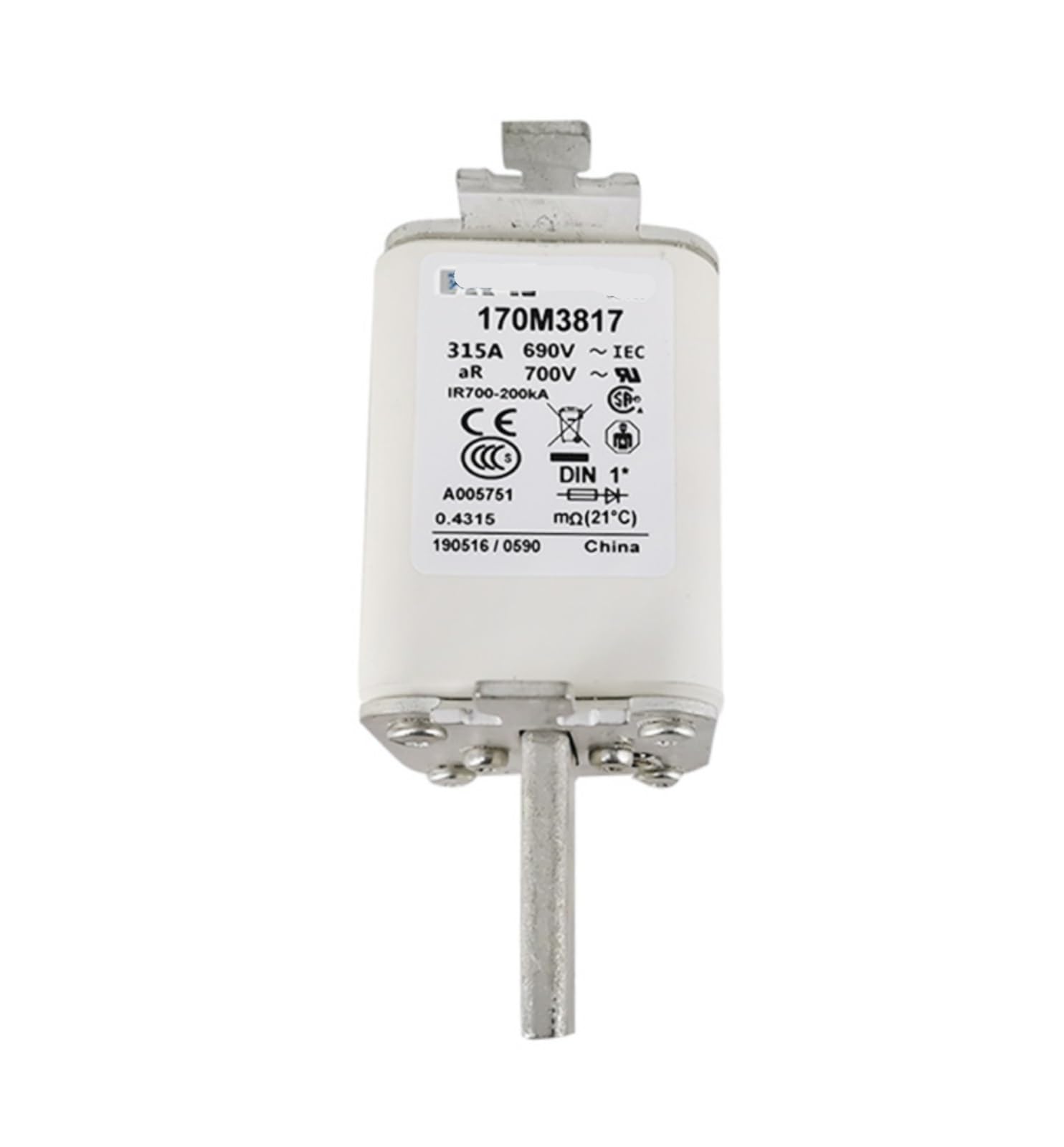 VDOQTLJT 170M3817 Fast Low Voltage Fuse Quick Recovery