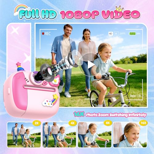Wootoyz Kids Camera Instant Print, Toys for 3 4 5 6 7 Year Old Girls Gifts Unicorn Gifts for Girls Toys Age 3 4 5 6 Birthday Presents for 3-12 Year Old Girl Digital Camera for Kids Toddler Gifts - Image 4