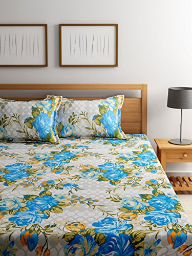 Image of Cortina Cloud Cotton King Size Bedsheet with 2 Pillow Covers | Super Soft, Breathable & Skin-Friendly Bedsheet for Double Bed King Size with Boho Design | 270x250 cm (Multicolor, King)