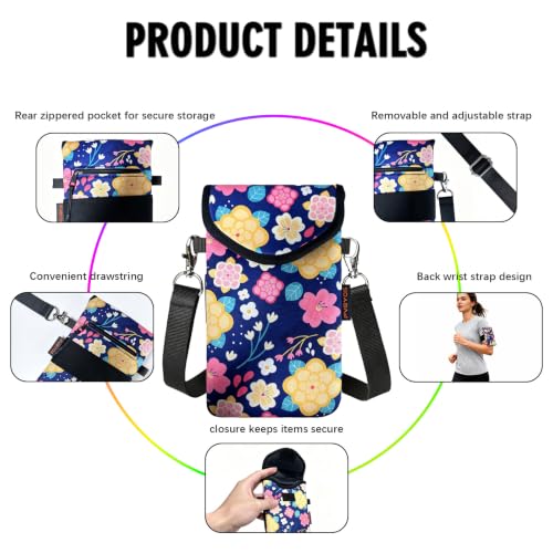 Image of Neoprene Phone Sleeve Pouch Case Bag for Men Women w /Crossbody Strap /Neck Lanyard for iPhone 17 /16 /15 /14 Pro Max, Samsung S25,Pixel 10
