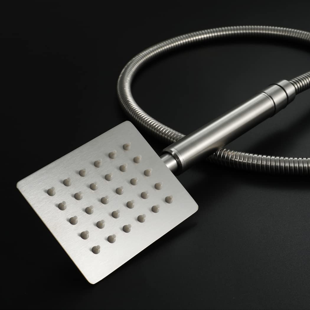 Juego de Cabezal de Ducha de Mano de Alta presión con Manguera Flexible de 150 cm y Soporte de Brazo Ajustable, Cabezal de Ducha con rociador de función monomodo.