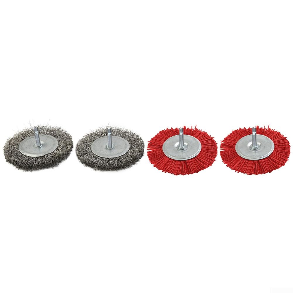 Zhanhai 4 PACK Rotary Steel Wire Wheel Nylon Brush Kit Fit for EFB model 2022 for EFB 400 and EFB 401 Blister Electric Joint Brush,Diameter 100mm(Shank Diameter 6mm)