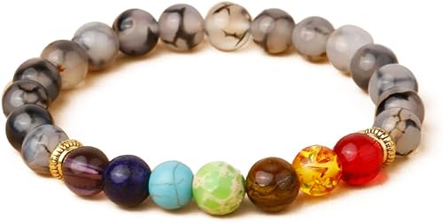 Miniatura 2 de 2 pulseras elásticas de 7 chakras, piedras naturales para yoga, curación, cristales de meditación, relajación, ansiedad, brazalete