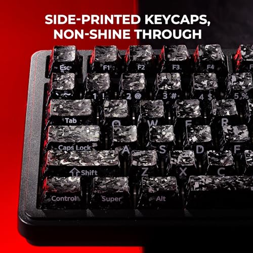 Image of XVX Black Keycaps, Forged Carbon-Look Cherry Profile Keycap Set, 119-Key Keyboard Keycaps Compatibility with ANSI Layout MX Switches Mechanical Keyboard