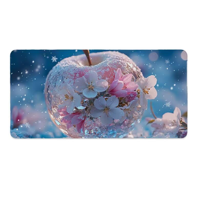 Alfombrilla de Ratón 1200 x 600 x 3mm Alfombrilla de Ratón Gaming Extendida de Gran Tamaño con Bordes Cosidos, Base de Goma Antideslizante y Almohadilla para Teclado, Manzana de cristal Mouse Pad p900