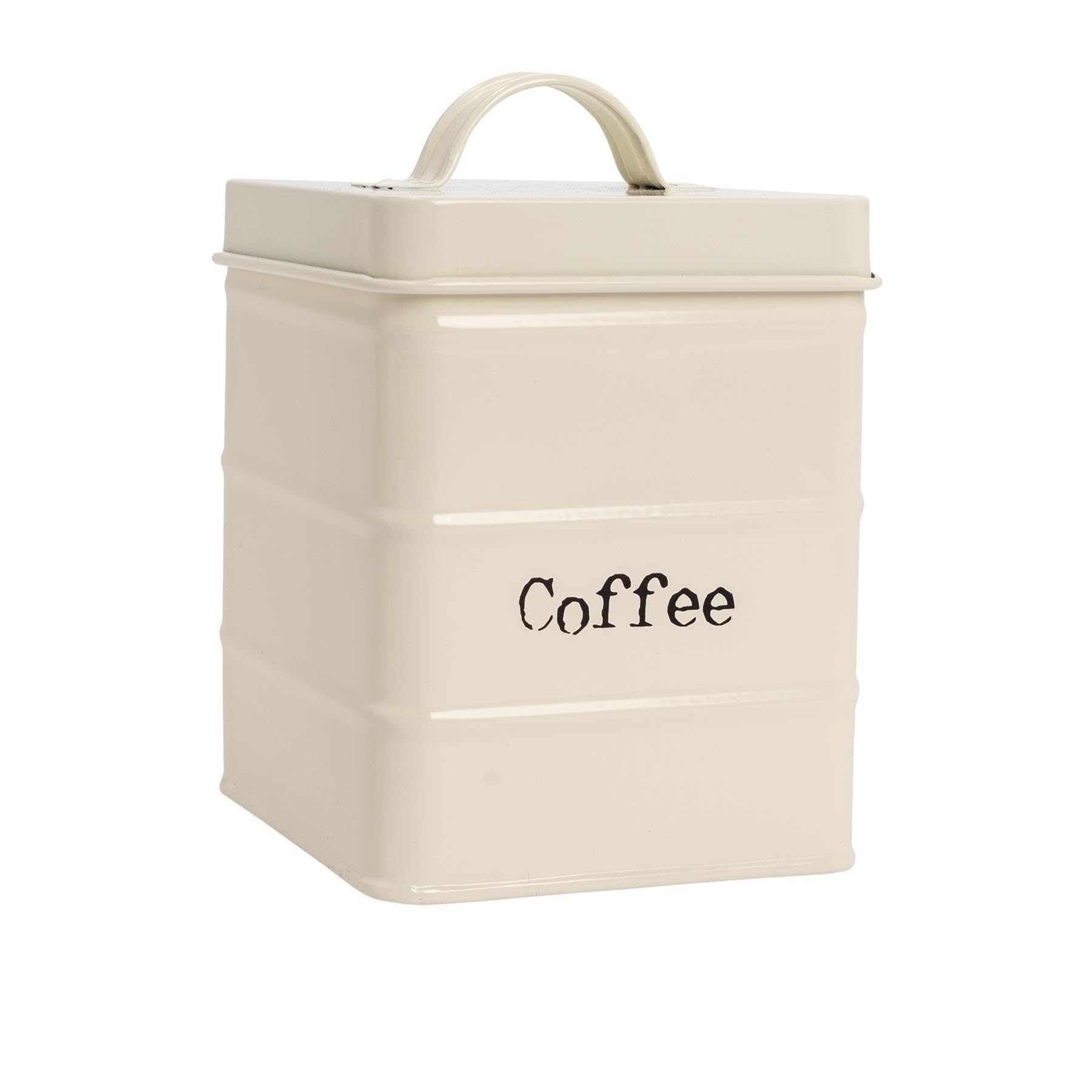 Harbour Housewares Vintage Metal Coffee Canister - Cream - 12cm