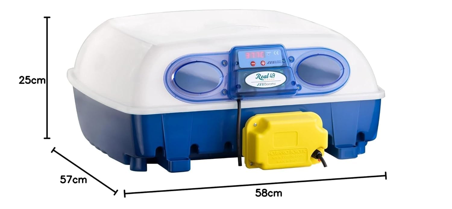 Borotto Real 49 Automatique | Couveuse Oeuf Automatique 49 ou 196 Petit avec Retournement Automatique et Contrôle de la Température | Made in Italy
