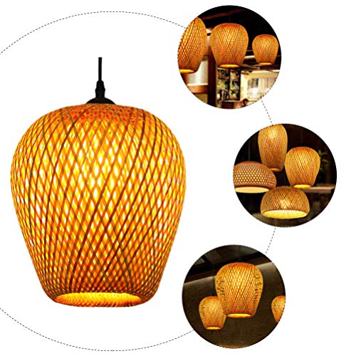 Uonlytech Rattan Basket Ceiling Pendant Light Shade Bamboo Dome Wicker Chandelier Lampshade Hanging Decorations Rustic Japanese Lamp for Home and Shop Decor - Image 7