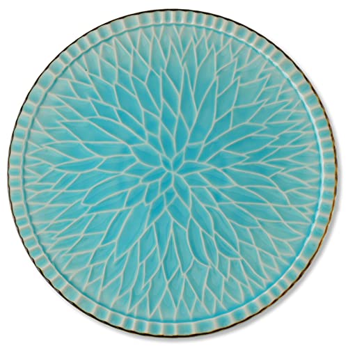 Plato japonés Mino Ware hecho a mano - Daria - Azul marino, 24,3 cm (9,5 pulgadas) - ensalada, postre, plato para aperitivos - Fabricado en Japón Cover